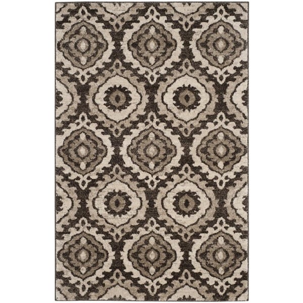 Flowers First 4 x 6 ft. Tunisia Power Loomed Area Rug Brown & Creme - Small Rectangle FL1860161 - main